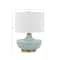 Hello Honey® Striped Aqua Ceramic Table Lamp with White Linen Shade